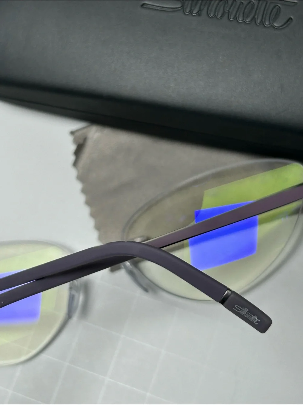 Silhouette Rimless Cat Eye Frames in Lavender and Silver 5529 70 4000 17-135